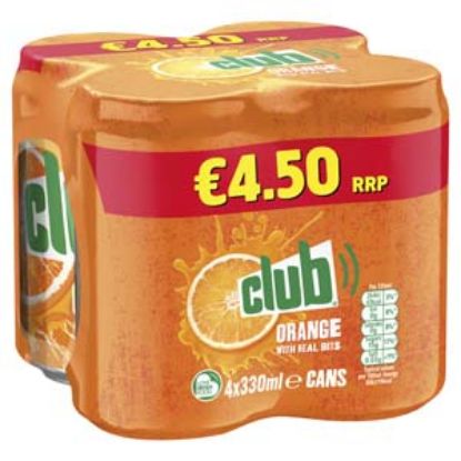 Picture of 330 Club Orange Can Multi PM€4.50 4pk x6 DRS